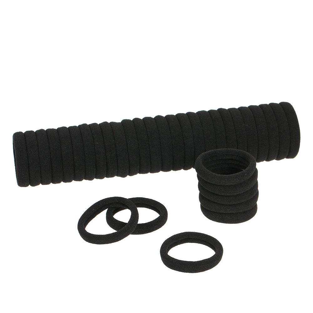 Lixada50p Pcs Black Thick Seamless No Slip Hair Bands Elastic Ties Soft Ponytail Holders for Women Girls