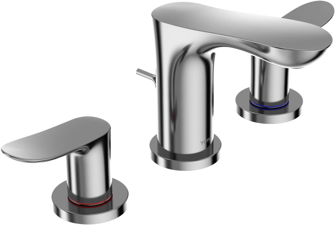 Polished Nickel Modern Widespread Bathroom Faucet with Drain Assembly