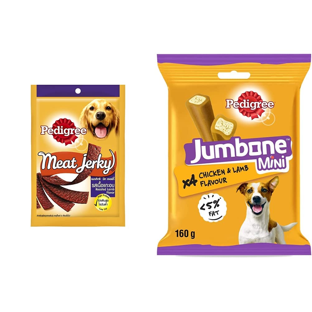 Pedigree Meat Jerky Treats for Adult Dogs, Roasted Lamb Flavour, 80g Pouch&Pedigree Jumbone Mini Treats for Adult Dog, Chicken & Lamb Flavour, 4 Treats, 160g (B0BP5HKCZ7) Amazon Price History, Amazon Price Tracker