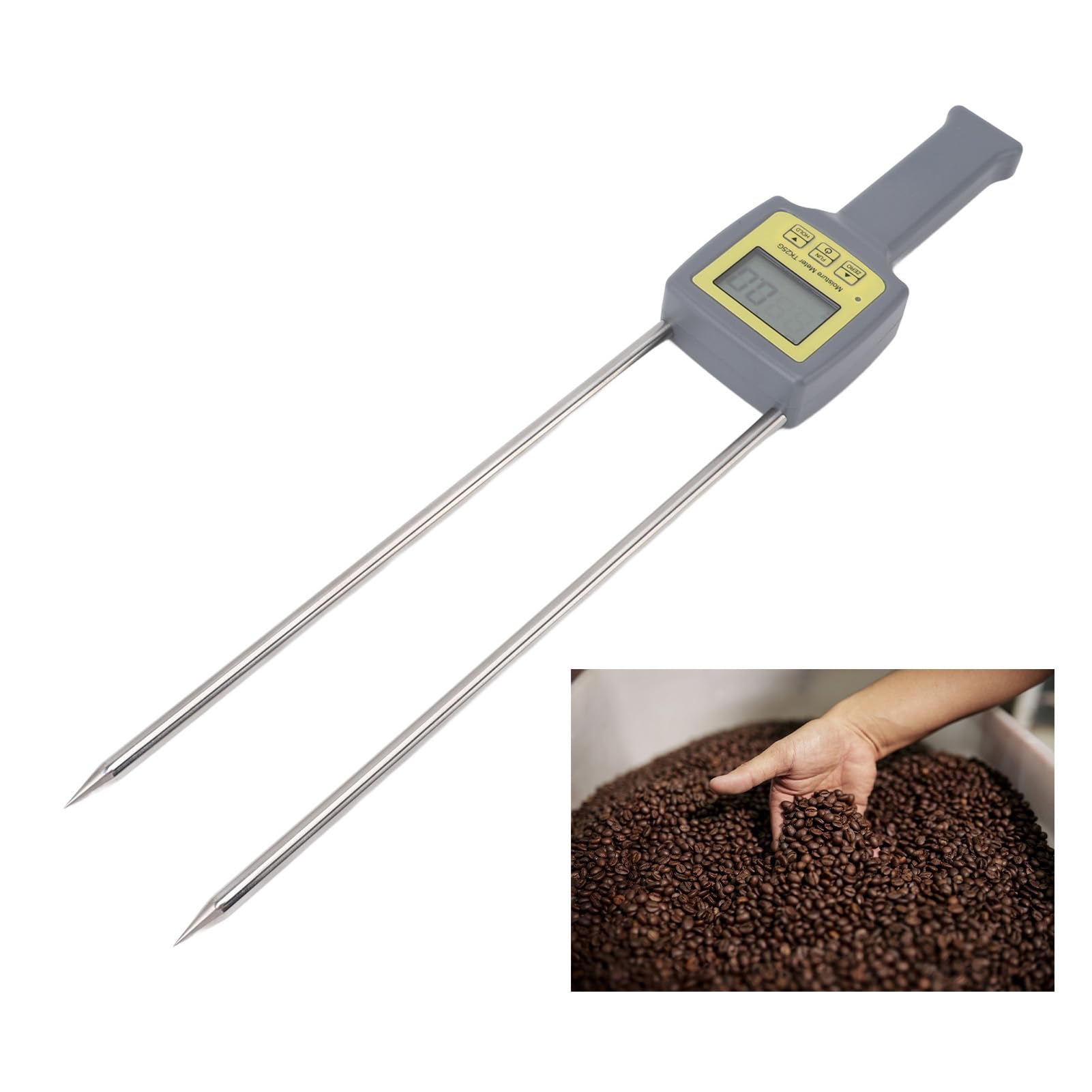 Misuratore Di Umidità Per Cereali Misuratore Digitale Per Cereali Igrometro Portatile Per Cereali Con Display LCD Retroilluminato A LED Spegnimento Automatico Sonda Lunga Per