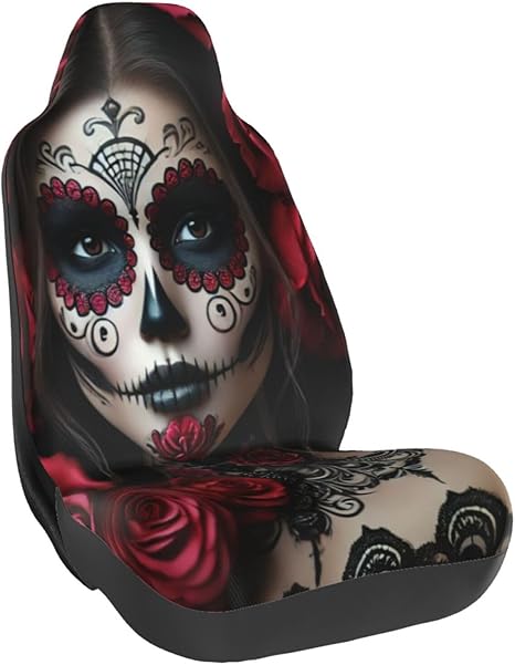 Single Bucket Seat Protector Day of Dead Women Sugar Skull for Dog Pet,Workout,Universal Fit Car Seat Cover for Vehicles,Suvs,Trucks