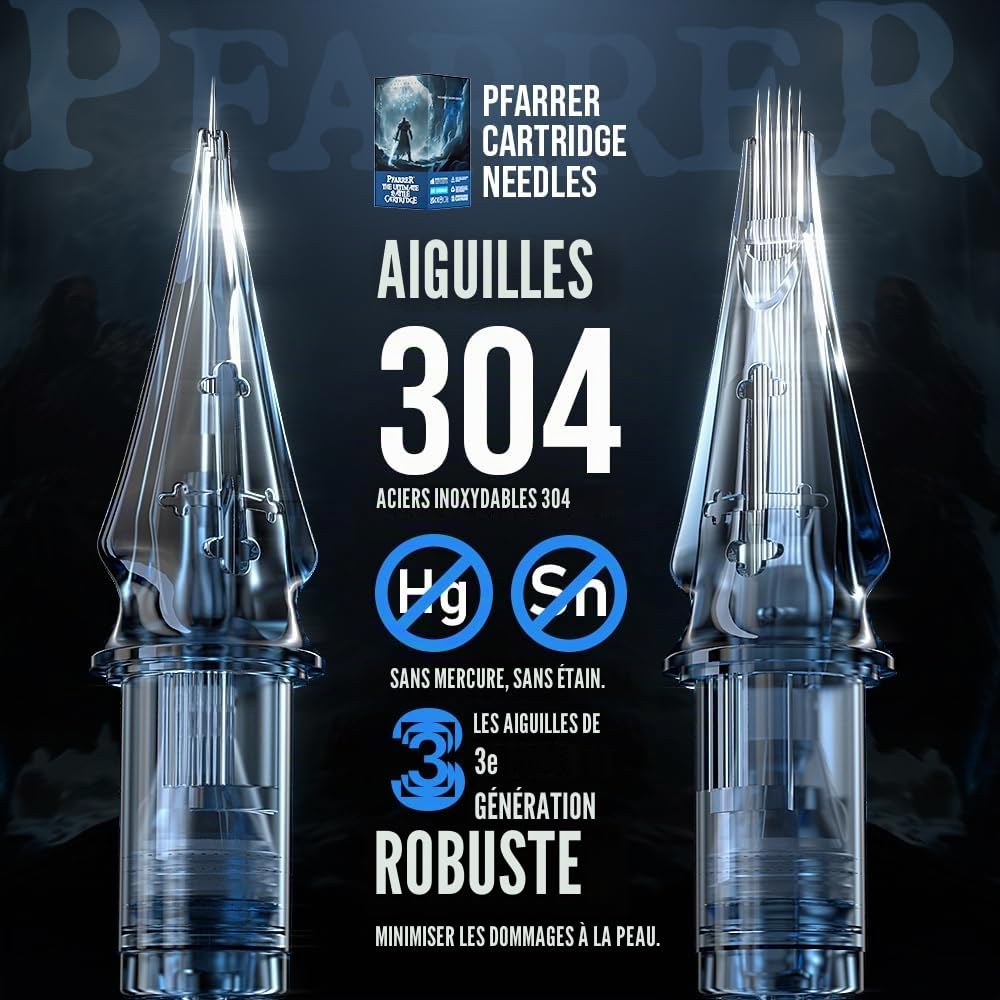 PFARRER Aiguille Tatouage 50 pièces Mixte #12 Standard Rond Liner 3RL 5RL 7RL 9RL 11RL EN01P-50KIT-E