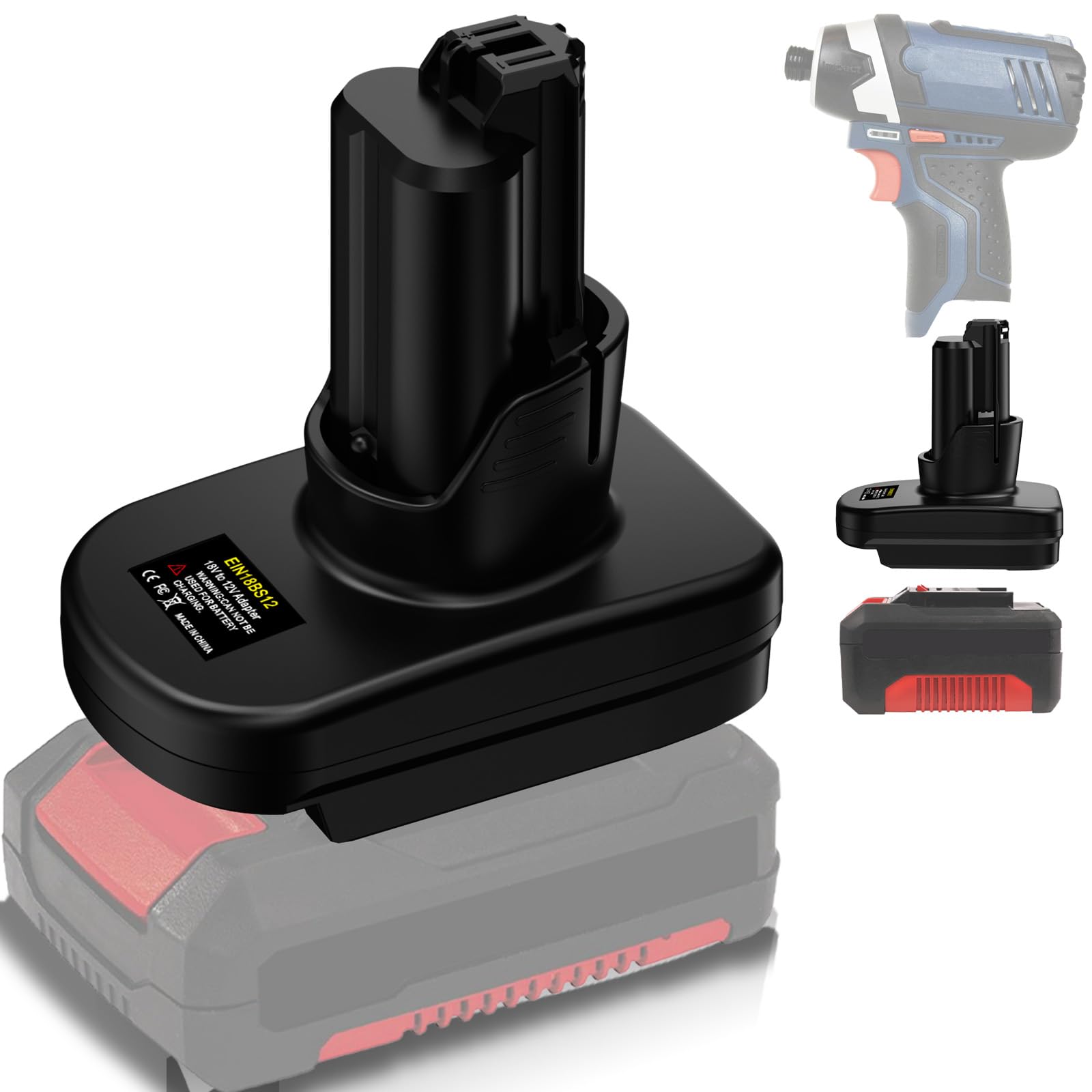 für Einhell Li-Ion auf Bosch 12V Akku-Adapter, für Einhell Power X-Change 18 Volt Lithium-Akku auf Bosch 12V Lithium-Akkus umrüsten, Konverter EIN18BS12 Verwendung mit Bosch 12V Akku-Elektrowerkzeuge