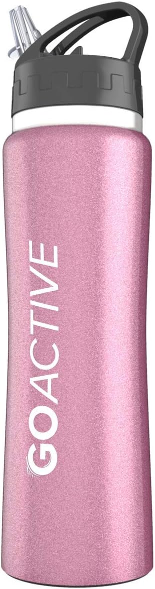 GO Active Insulated Water Bottle with Straw. Stainless Steel Double Wall Sport Bottle Featuring ActiveLock™ Thermal Vacuum Keeps ice Over 24 Hours! Durable, Portable