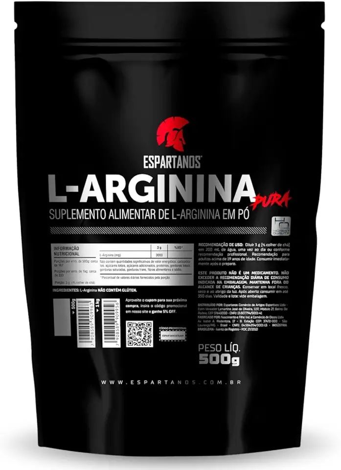 L-Arginina em Pó 100% Pura - Espartanos (500g)