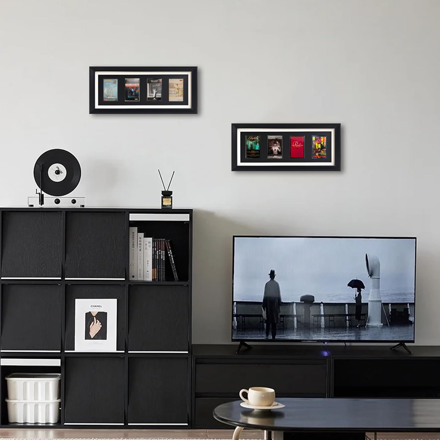 Cassette Tape Photo Frame,4 Cassette Tape Display Frame ,Cassette Tape and Case Display Frame with EVA Foam Lining & Black finish , Retro Music Decor,Cassette Collection Display,Cassette Tape Holder,