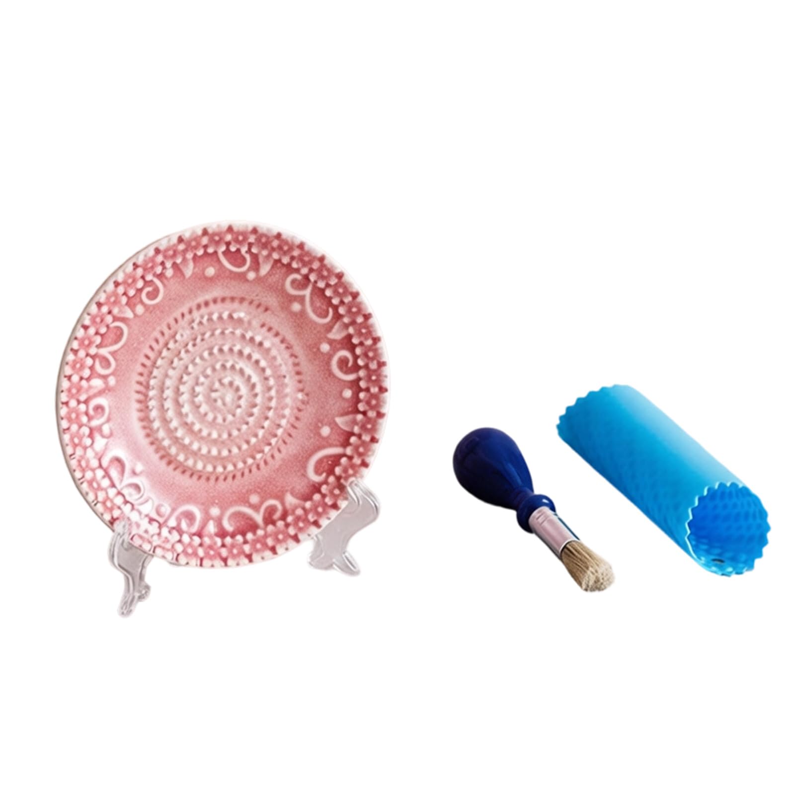 Ceramic Manual Garlic Gingers Grinder Plate with Peeler and Brush Set Fruit Mashers for Kitchen Cooking and Outdoor Use Garlic Grinding Plate Ceramic Aromatic Grinder Hand Masher Cooking Ingredients