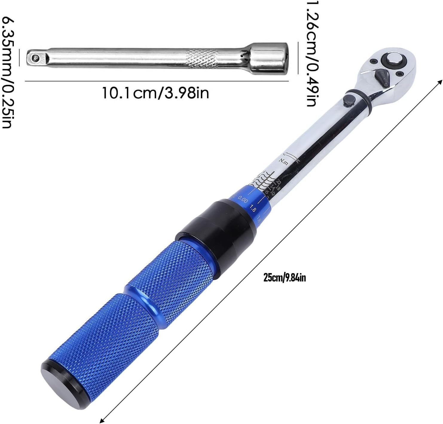 Luqeeg Click Torsion Wrench Set with Crafted From Hardened CRV Steel Anti Corrosive and Rusty 2-24N.m 72 Tooth Ratchet Reversible 1/4 Inch Wrench for Bike Moto Car Maintenance