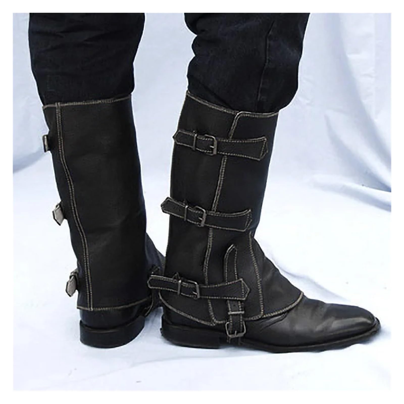 Gambali da equitazione Ghette in pelle for stivali da trekking, motociclista, coprigambe, for uomo e donna