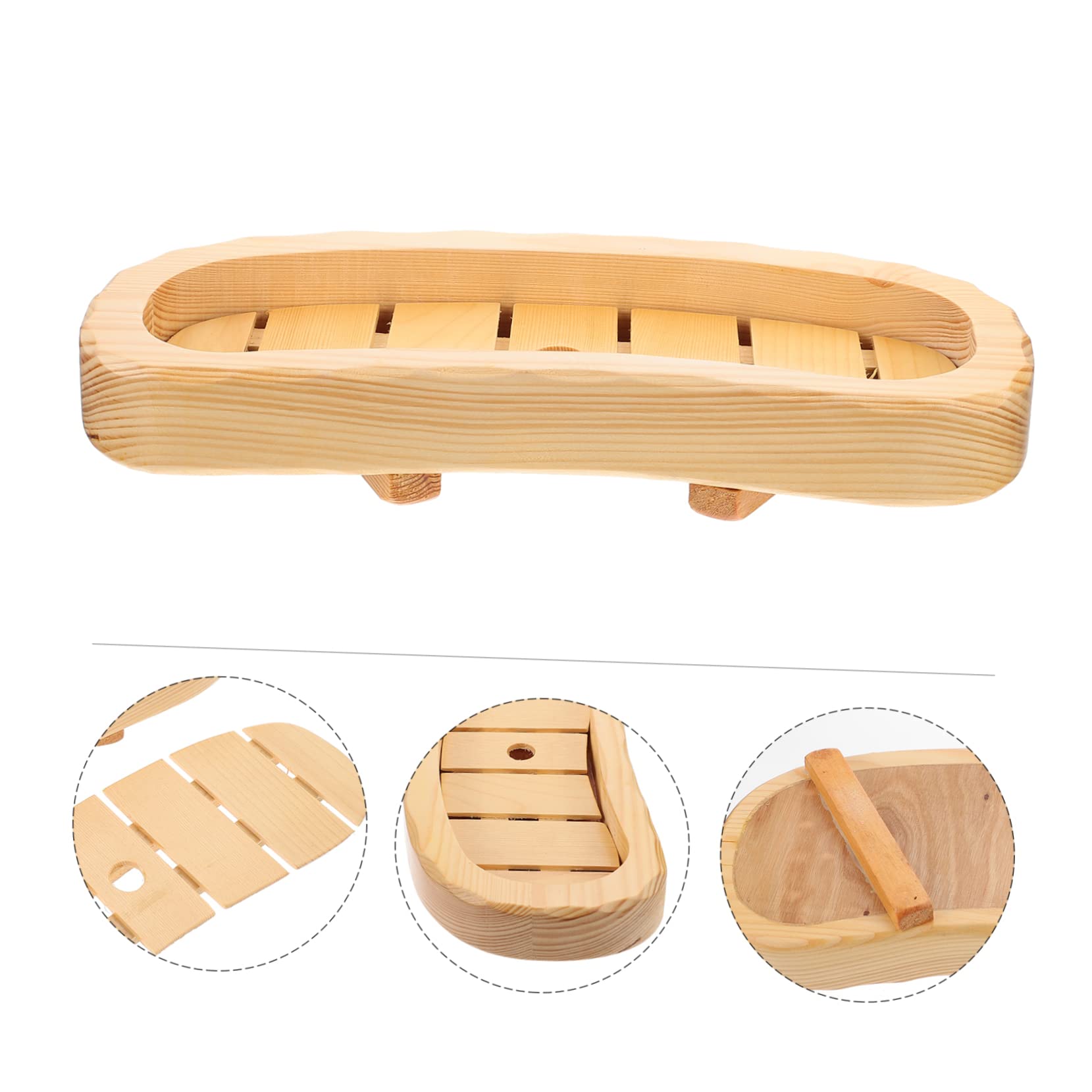 HOLIDYOYO 1pc Sushi Plate Sushi Display Plates Sashimi Dish Japanese Food Tray Sashimi Serving Plate Sushi Serving Tray Sushi Boat Board Sushi Boat Plate Sushi Platter Sushi Tray Wood Khaki