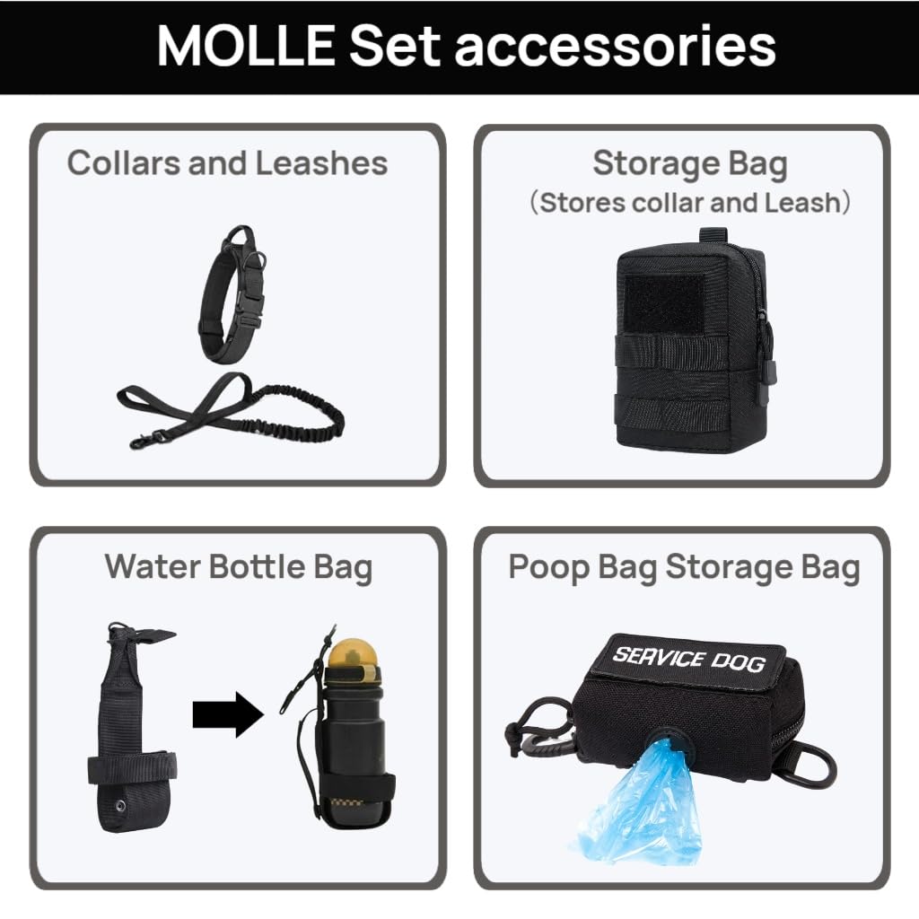MOKATES Harness for Large Dogs UK Large Dog Harness Tactical Training Walking Vest with Leash & Collar Set for German Shepherd Malinois All Breeds - Image 4