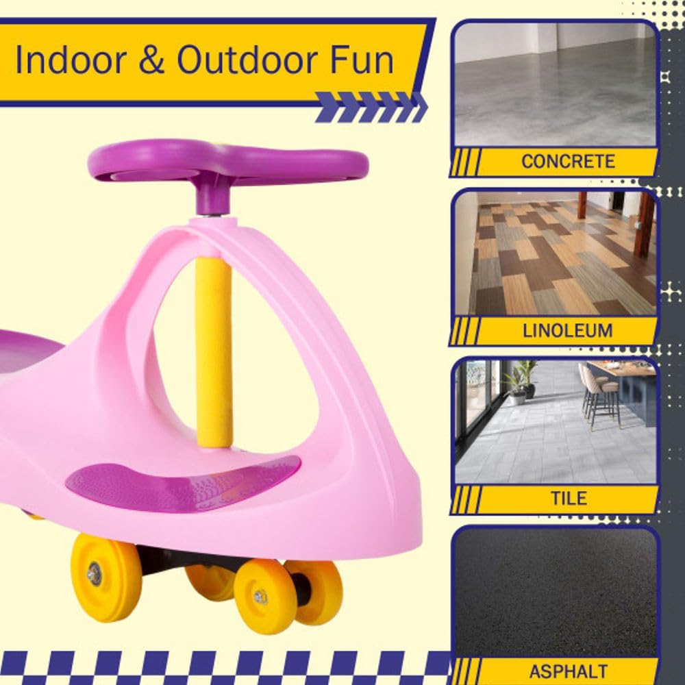 Wiggle Car - Ride on Toy for Ages 3 and Up - Toddler Ride on Toys with no Batteries, Gears, or Pedals Just Twist, Wiggle, and Go by Lil’ Rider (Pink)