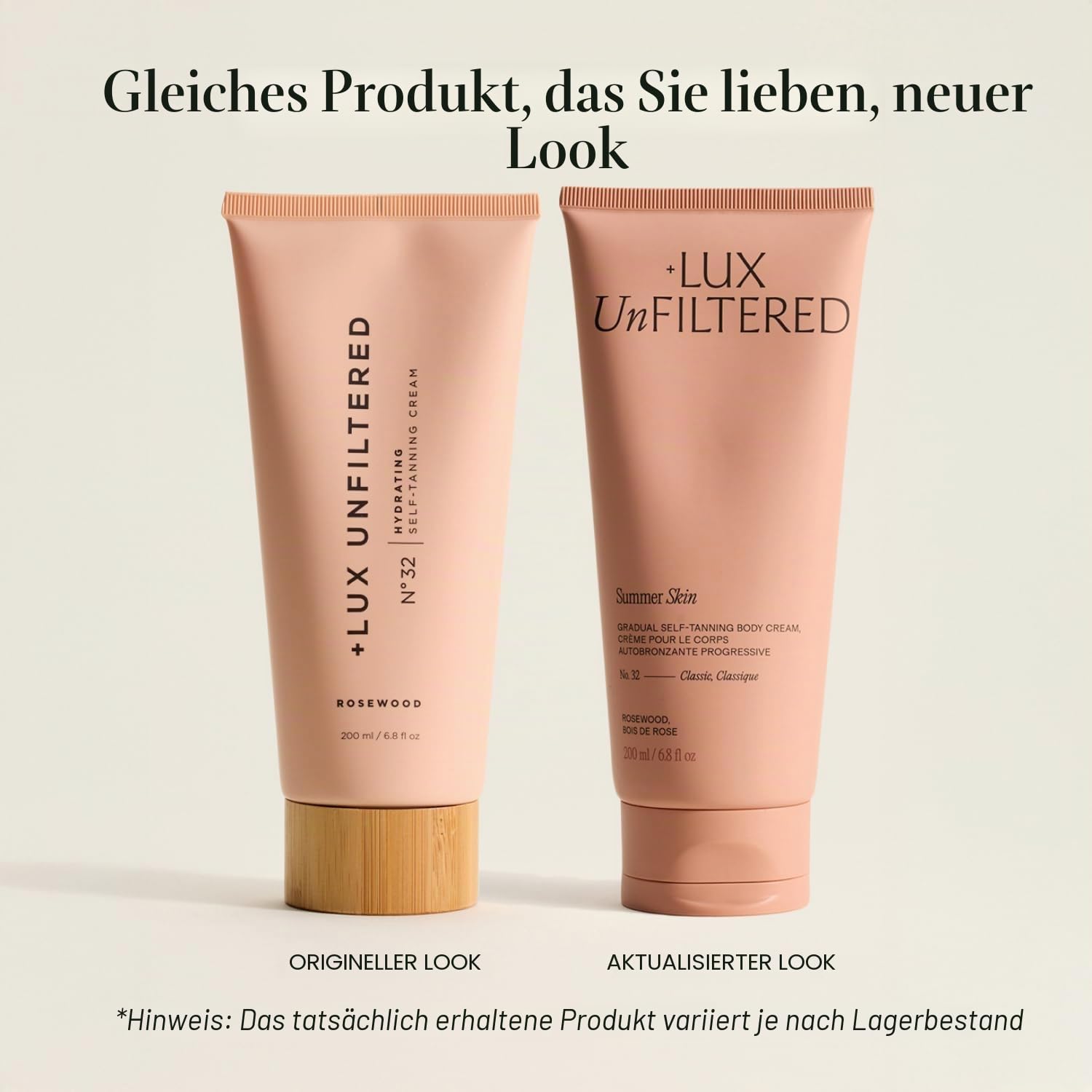 + Lux Unfiltered N°32 Graduell feuchtigkeitsspendender Selbstbräuner in Rosewood – Self Tanning Lotion with No Mess – Gradual Self Tanner – Self Tanners Bestsellers (Rosenholz)