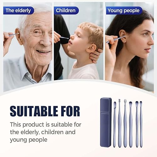 Miniatura 5 de Limpiador de oídos, kit de eliminación de cera de oído, kit de herramientas de limpieza profesional de oídos, juego de púas de acero inoxidable