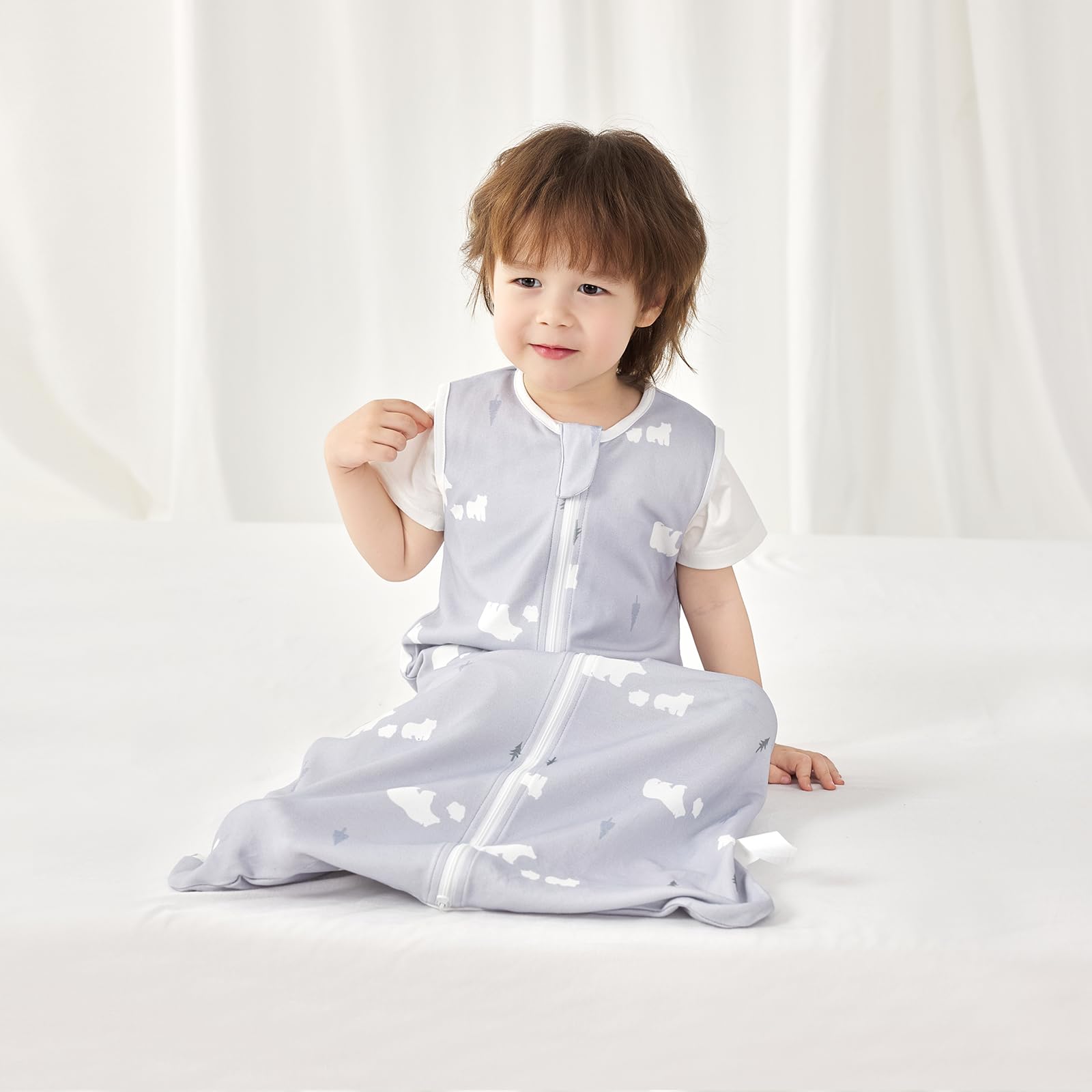 Sac de Couchage pour Bébé 0.5 TOG, 100% Coton, Gigoteuse Douce et Respirante d'Été, Sac de Couchage 0.5 TOG pour Nouveau-Né et Tout-Petit, Feuilles