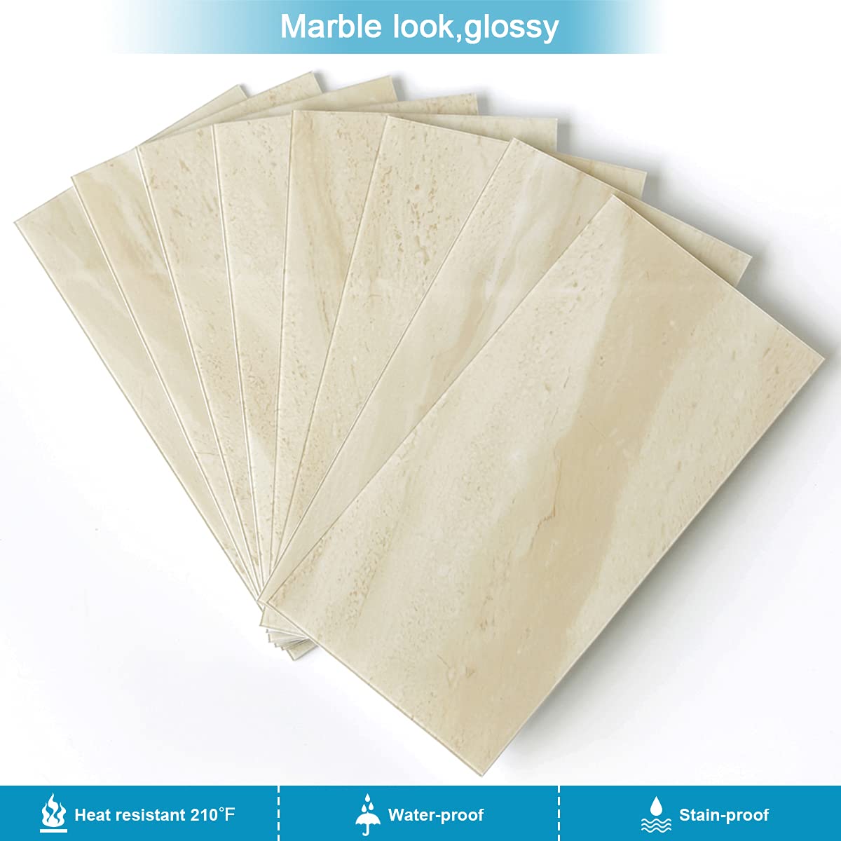 BeNice Peel and Stick Backsplash Large Bathroom Subway Tiles,Peel and