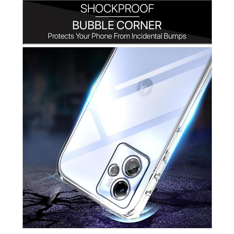Image of Case Creation New Moto G14 Premium Imported 0.3mm Crystal Clear Totu Silicone Transparent Flexible Soft Corner Protection with TPU Slim Back Case Color Variation Cover for S23