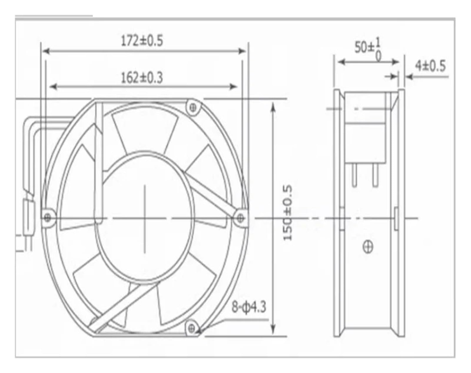 EFB1524VHH 172X150X51mm 24V CC 1.7A 3900RPM 301CFM ACS510/520 Ventilador de refrigeración