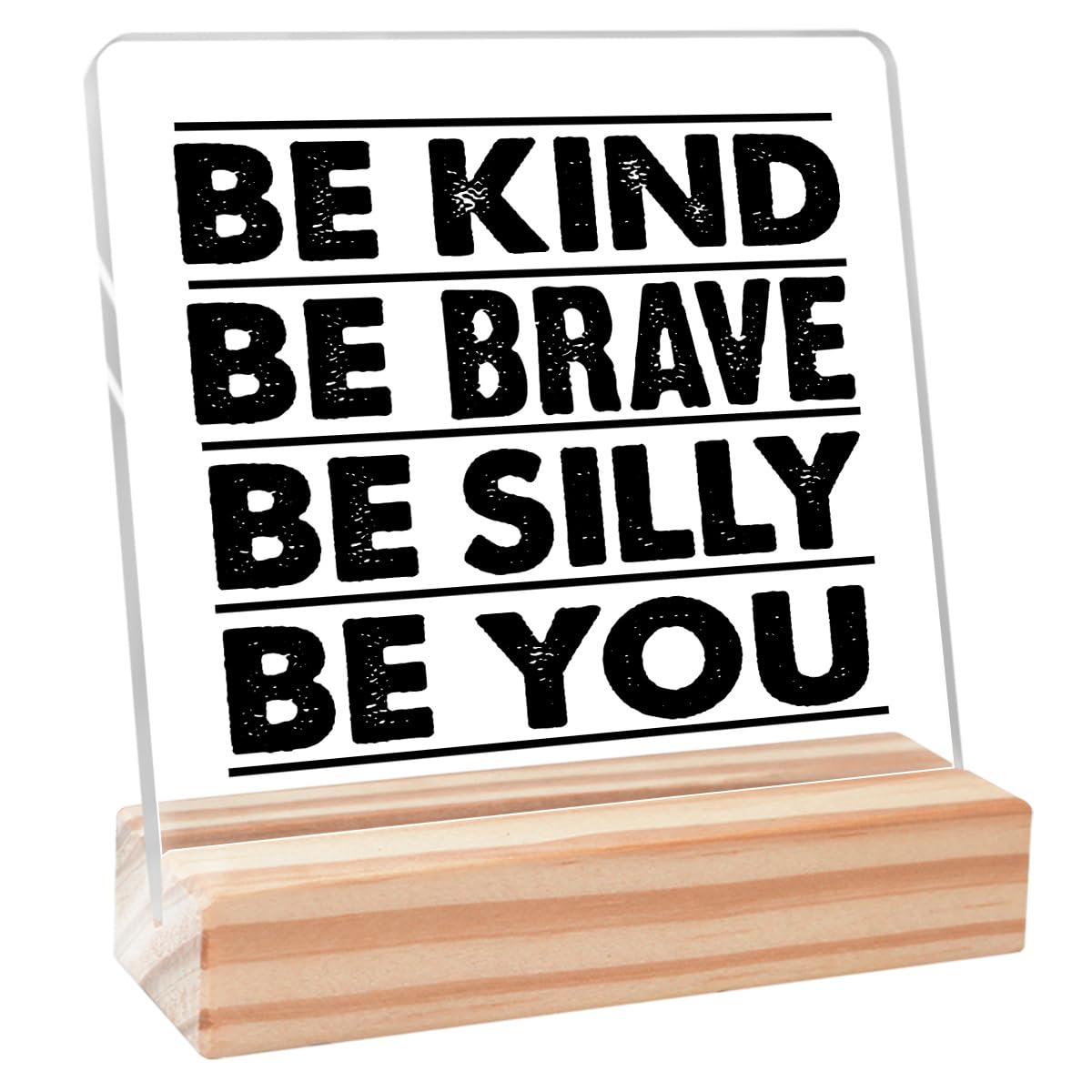 Inspirational Office Desk Decor,Motivational Office Gifts for Women Colleague,Positive Gifts for Coworker,Be Kind Be Brave Be Silly Be You Acrylic Plaque Decor