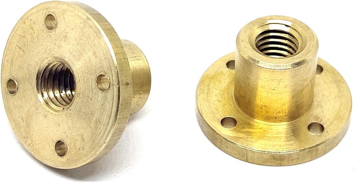 INVENTO 2Pcs M12 nut 1.75mm Pitch 12mm T Nut Brass round Flange Single Nut for 3D Printer CNC Robotics