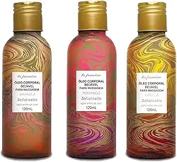 Kit 3 Oleo De Massagem Beijavel Amarula e Morango e Vanilla
