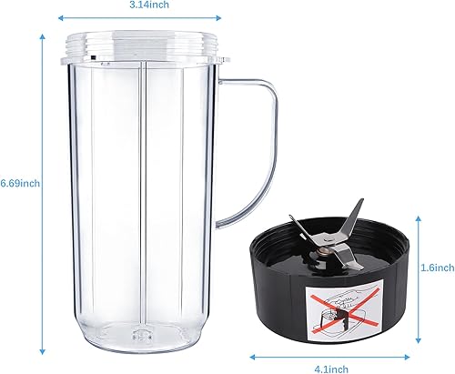 Miniatura 2 de Magic Bullet - Vasos para licuadora, taza alta de 22 onzas con mango de hoja cruzada, pieza de repuesto compatible con Magic Bullet Blender Juicer