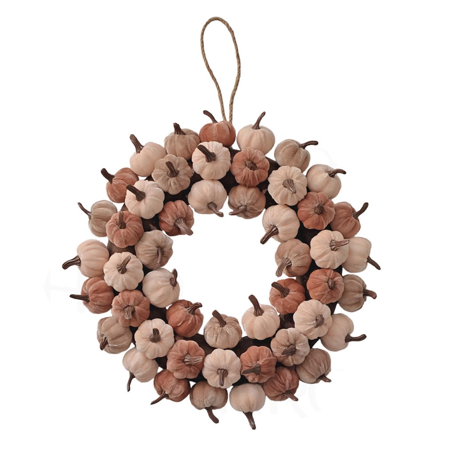 Pasisuu Velvet Pumpkin Wreath Door Hanger, Fall Thanksgiving Pumpkin Garland, Rustic Autumn Harvest Decor for Entryway Window, Farmhouse Home Ornament Gift B