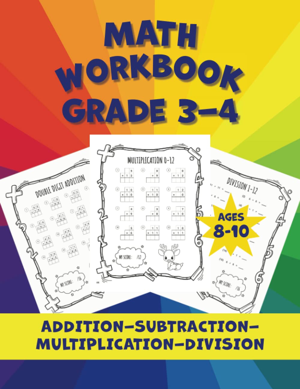 Math Workbook Grade 3 4 Addition Subtraction Multiplication And