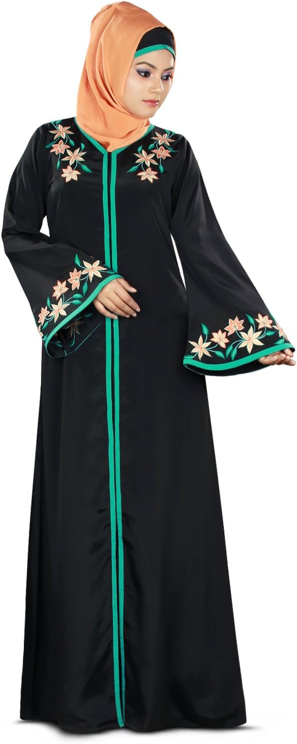 MyBatua Women's Islamic Clothing Graceful Front Open Abaya in Black
