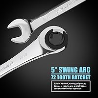 Vista 6 de LOSCHEN juego de 10 llaves y trinquetes (sistema SAE) de 10 piezas/set con 72 dientes, llave de tubo de trinquete de acero cromo vanadio