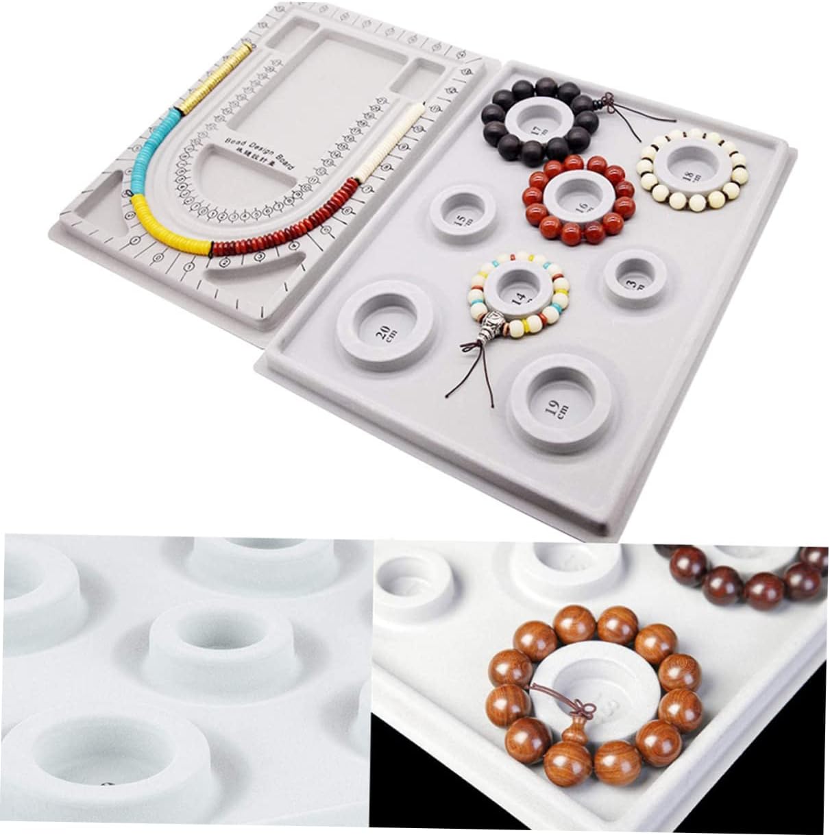 HAPINARY 2pcs Bead Design Board for Jewelry Making Necklace Bracelet Measurement Trays Markings DIY Craft Tool for Beading Projects