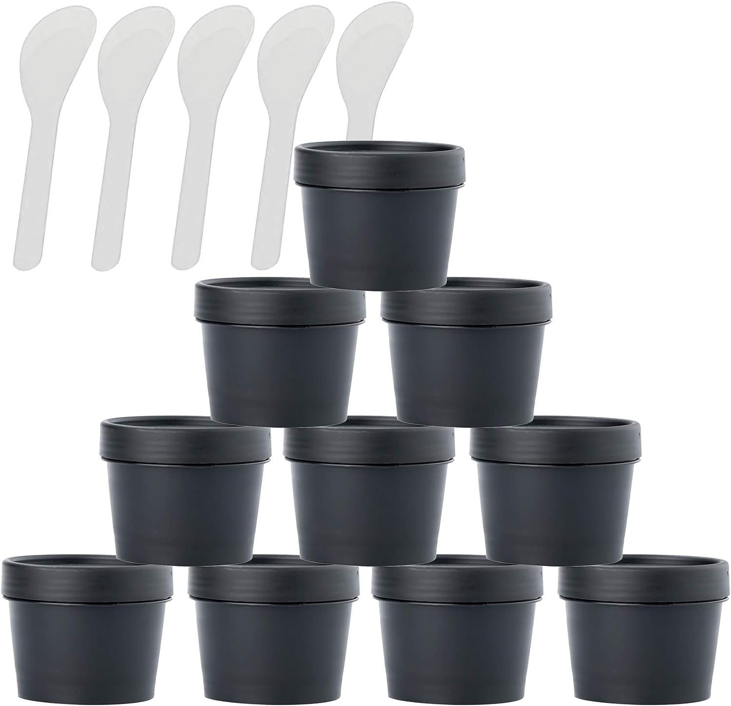 KRXSOBNV Cosmetic Jars, 12 PC Empty Leakproof Cosmetic Pot Container with Lids with 6 Spatula(Black,100ml)