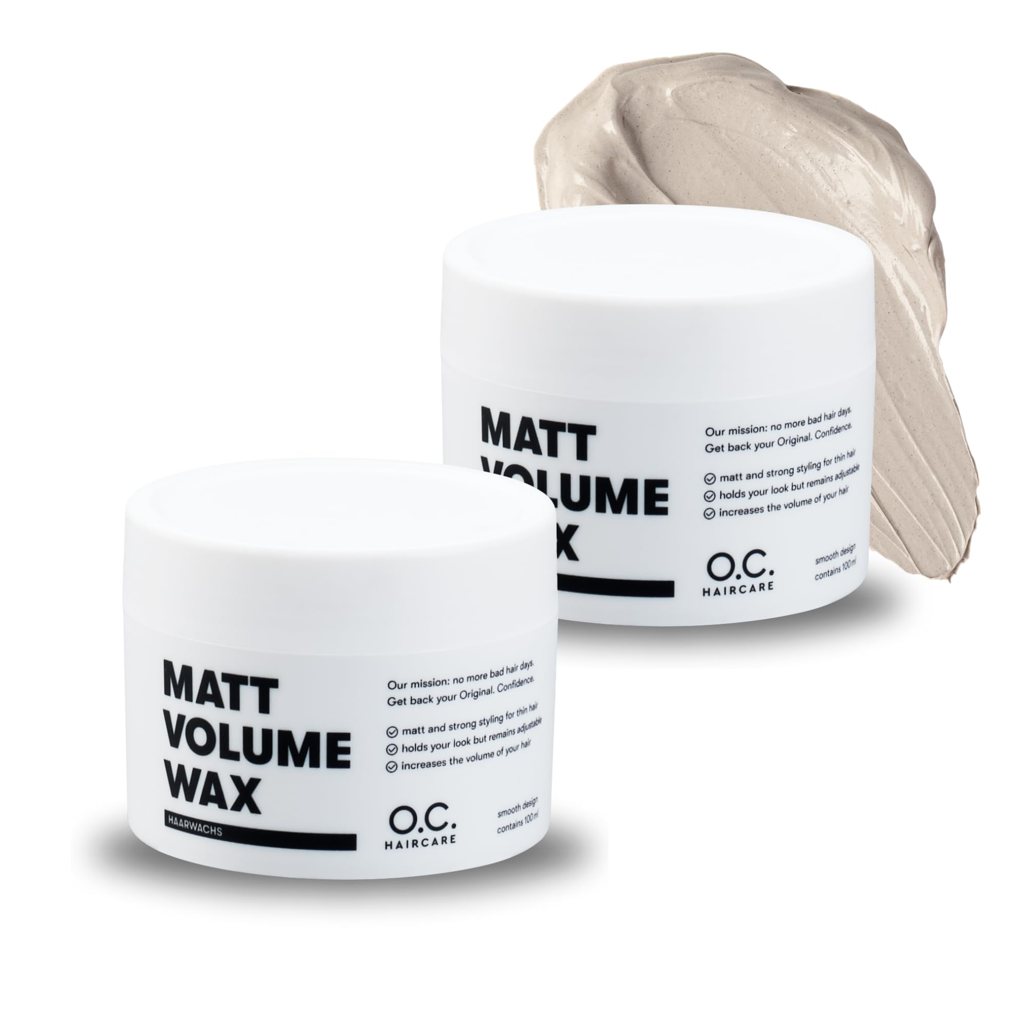 O.C. HAIRCARE Haarwachs – 2er Set – Mattes Finish – mit starkem Halt & Volumen – Haarwachs Männer – Kein Verkleben – Ideal für feines & dünnes Haar – Made in Germany