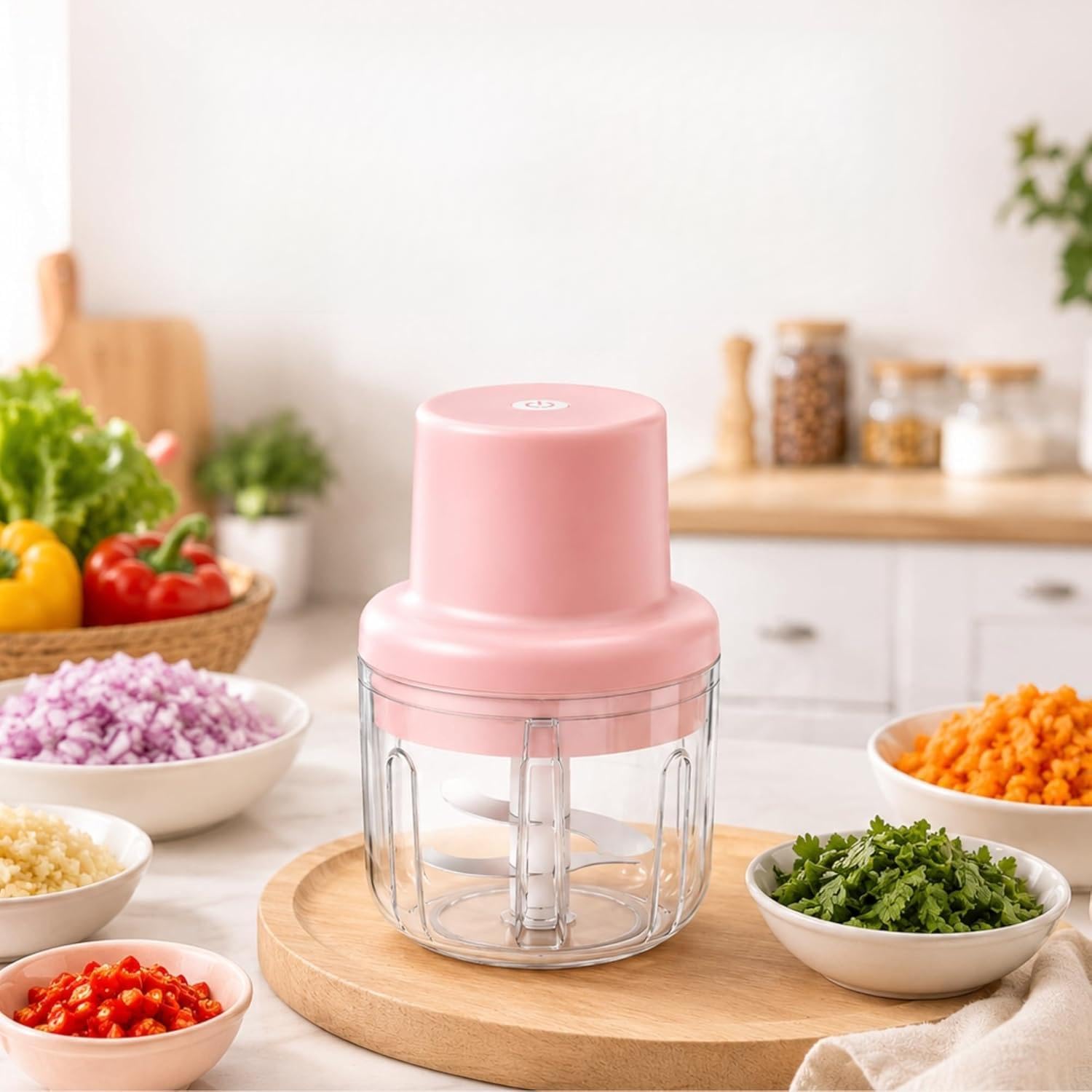 Mini Electric Chopper | 250 ml | Rechargeable | One touch operation | Sharp Blades | Food Grade Bowl | Sharp Blades For Mincing Garlic, Veggies, Onion, Nuts-image-44