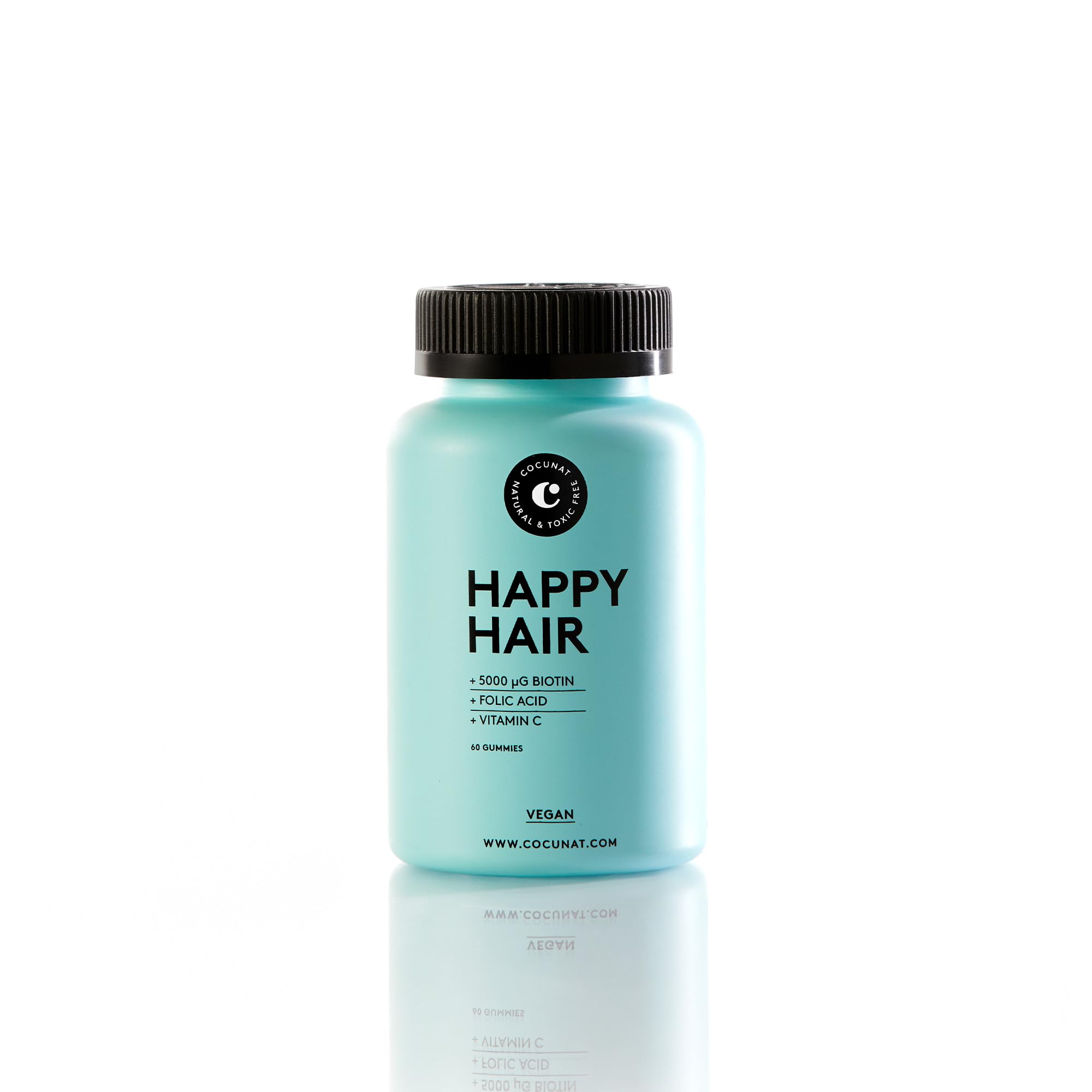 COCUNAT | Happy Hair | Vitaminas para Fortalecer, Estimular el Crecimiento y Prevenir la Caída del Cabello | Cabellos Finos y Dañados | Biotina 5.000 mcg | Resultados en 6 Semanas | 60 uds