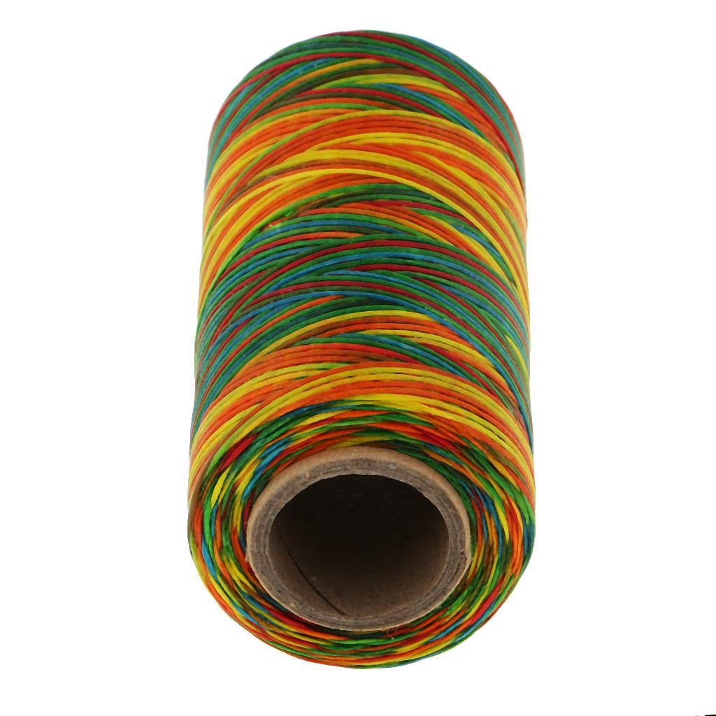 Juego de 5 hilos encerados planos 150D de 1 mm de color arcoíris para costura de cuero