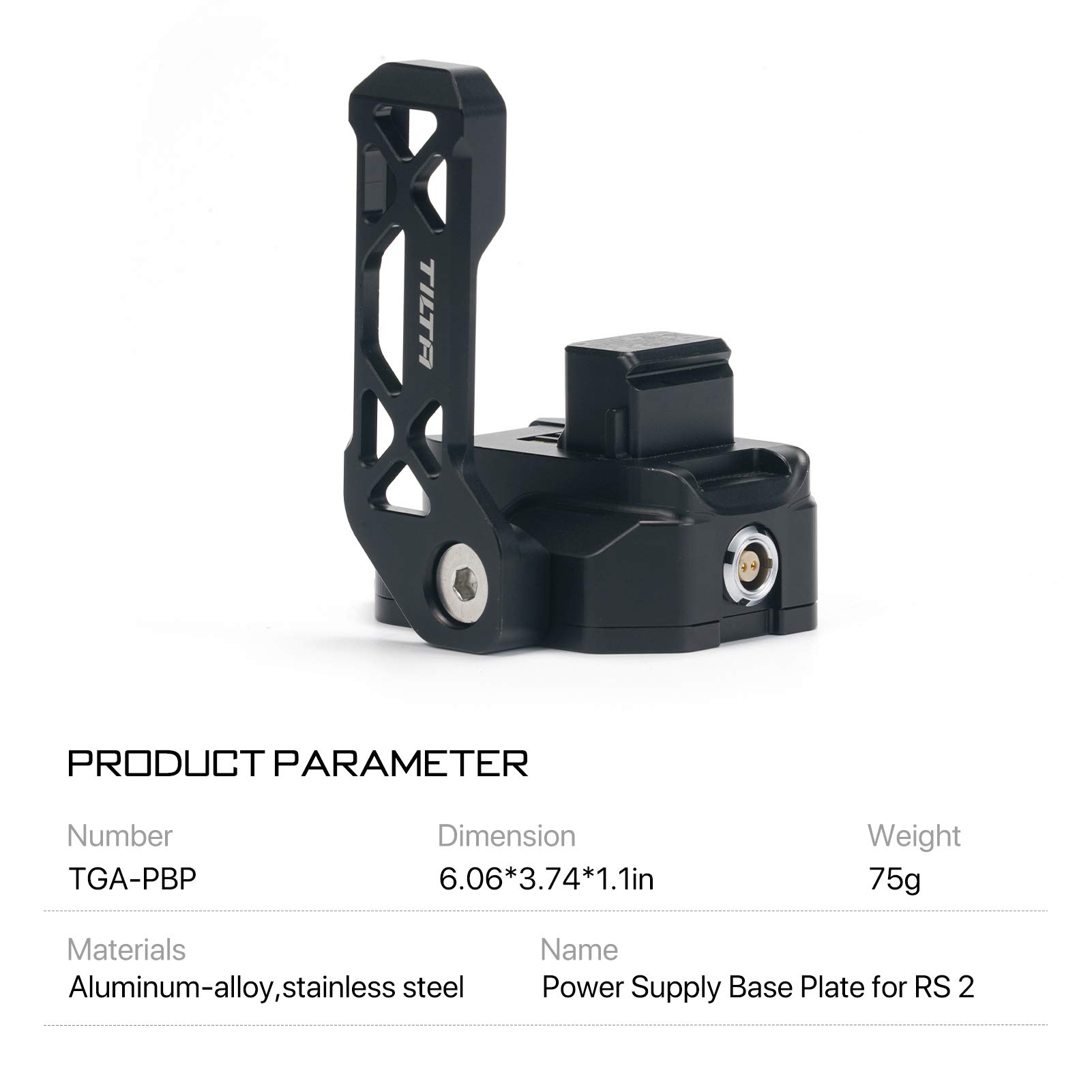 TILTA Plaque de Base d'alimentation Compatible avec Câble d'alimentation à Cardan RS 2 Ronin-S 2, Solution d'alimentation Externe pour Accessoires de Caméra RS2 TGA-PBP