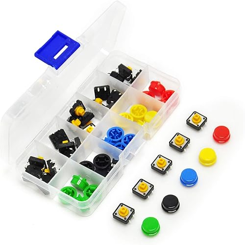 Gikfun 12x12x7.3 mm Tact Tactile Push Button Momentary SMD PCB Switch with Cap for Arduino (Pack of 25pcs) AE1027