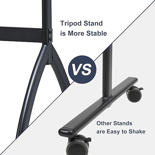 Miniatura 4 de TANKEE Pizarra blanca de altura ajustable  48 x 32 pulgadas, pizarra blanca móvil sobre ruedas, gran pizarra magnética de doble cara de borrado en