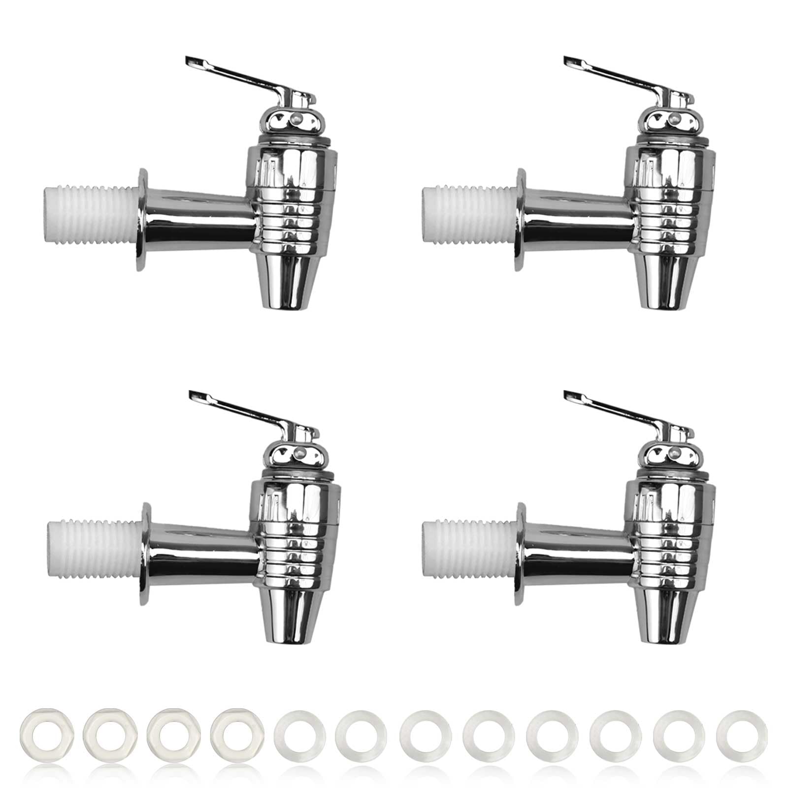 DEANKEJI Rubinetto per Tanica Plastica 4 Pezzi ABS Rubinetto del Distributore, Rubinetto Tanica con Distanziatori e Dadi, Apertura Filettata 1,7 x 2,8 cm, Rubinetto per Succo, per Caffè, Succo