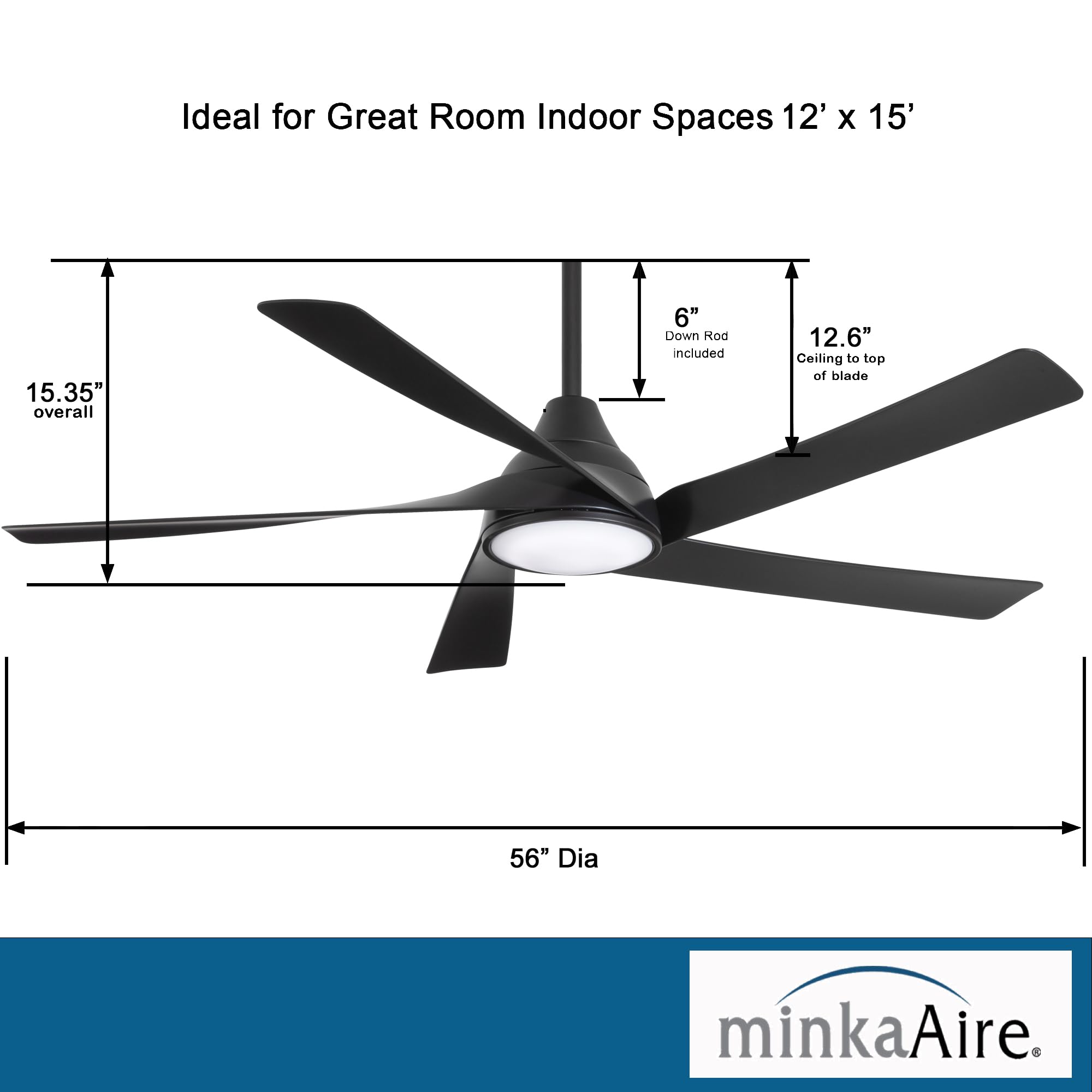 Minka-AIRE F765L-CL Transonic 56 Inch Indoor LED Ceiling Fan with
