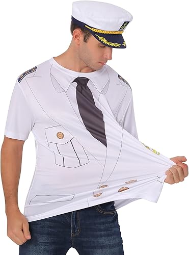 Vista 8 de Novedosas camisetas de capitán de barco para hombre, Yacht Rock, crucero náutico, uniforme, fiesta, disfraz