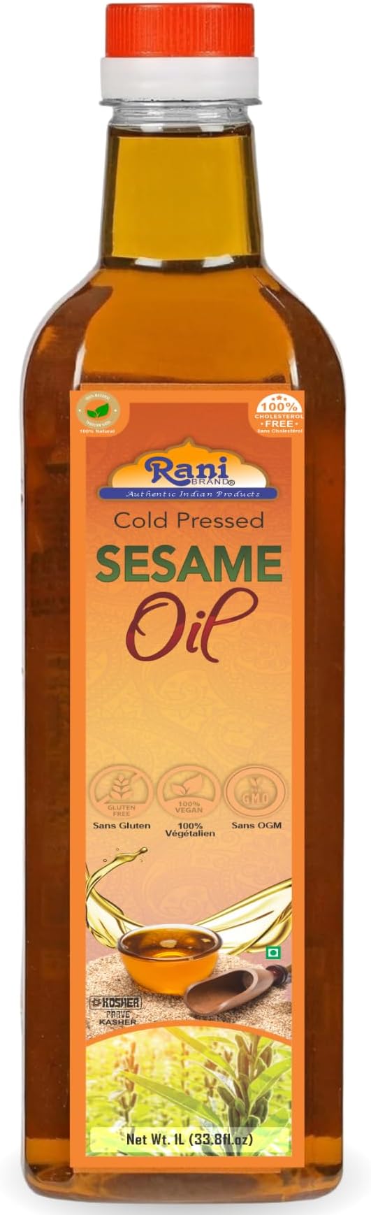 Rani Sesame Oil 33.8 Ounce (1 Liter) Cold Pressed | 100% Natural | NON-GMO | Vegan | Gluten Free