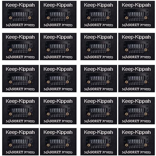 The Original Masoret Keep-Kippah Hair Clip Set: 10 Pair Durable Metal Head Fasteners with Matching Comb for Jewish Kippot, Kipa, Yamaka, Yarmulke Hats