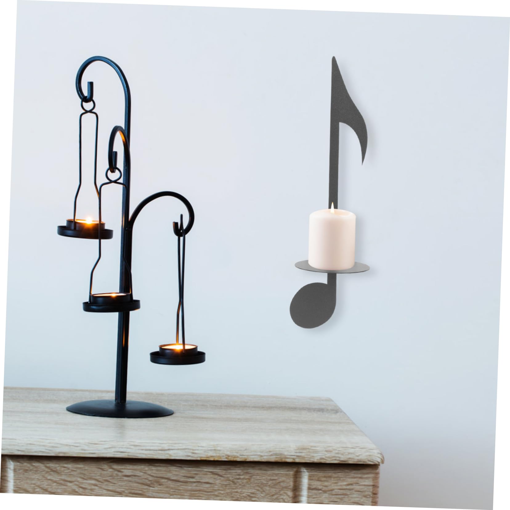 FUNOMOCYA Wall Candle Holder Music Note Design Decorative Metal Wall Sconce for Home Decor Unique Candle Holder for Living Room Bathroom Fireplace Mantel