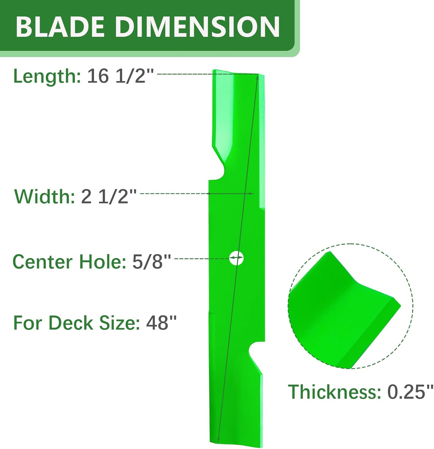 482877 481706 48110 High Lift Blade for 48" Scag Freedom Z Liberty Z Tiger Cub Exmark 48 Mower Deck Replace Hus tler 601123 Bad Boy 038-5350-00 (3 Pack)