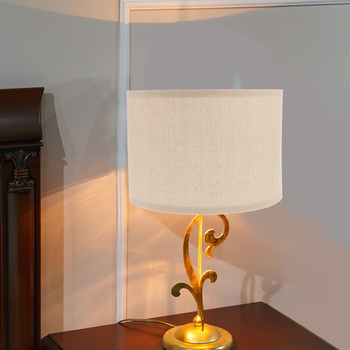 Ipetboom Paralume Lino Beige 30X20 CM per Lampada da Scrivania e Terra Coprilampada Decorativo Smontabile per Uso Domestico e Soggiorno