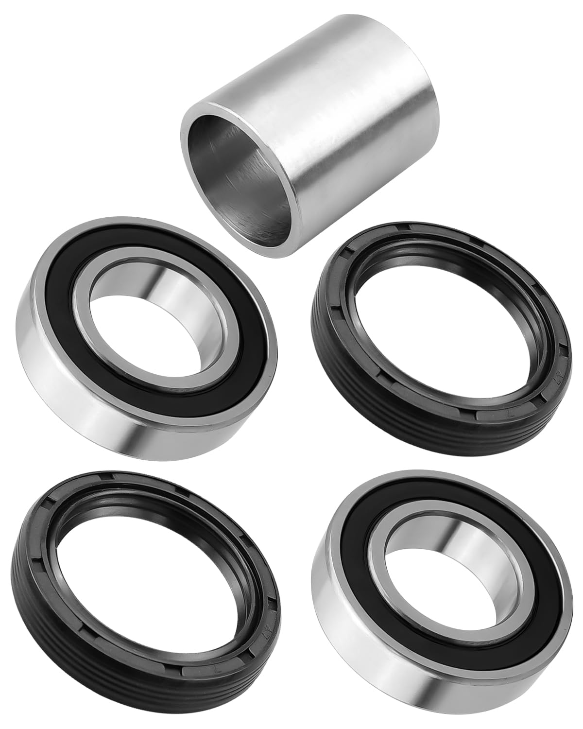 Front Axle Wheel Bearings Seals & Spacer/Collar Kit Fits for Kawasaki Mule 2510 2520 3000 3010 3020 4000 4010 1993-2023 Replace 92045-3707 92049-1025