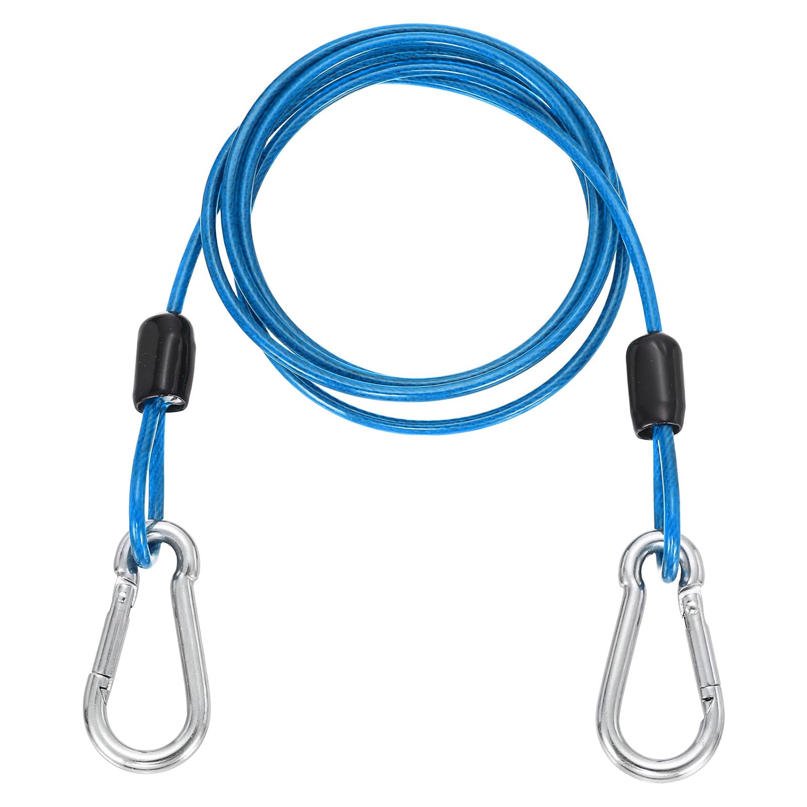 PATIKIL 1m Cavo Di Sicurezza In Acciaio Con Moschettone, 1Pc Cavo Flessibile Rivestito In PVC A Doppio Anello Per Blocco Bici Catena Di Sicurezza Per Bagaglio, Blu Trasparente