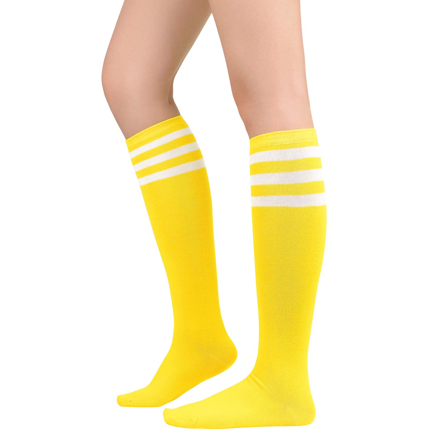 ZandoWomen's Tall Knee High Socks - Extra Long Athletic Socks with Stripes for Outdoor and Casual Wear